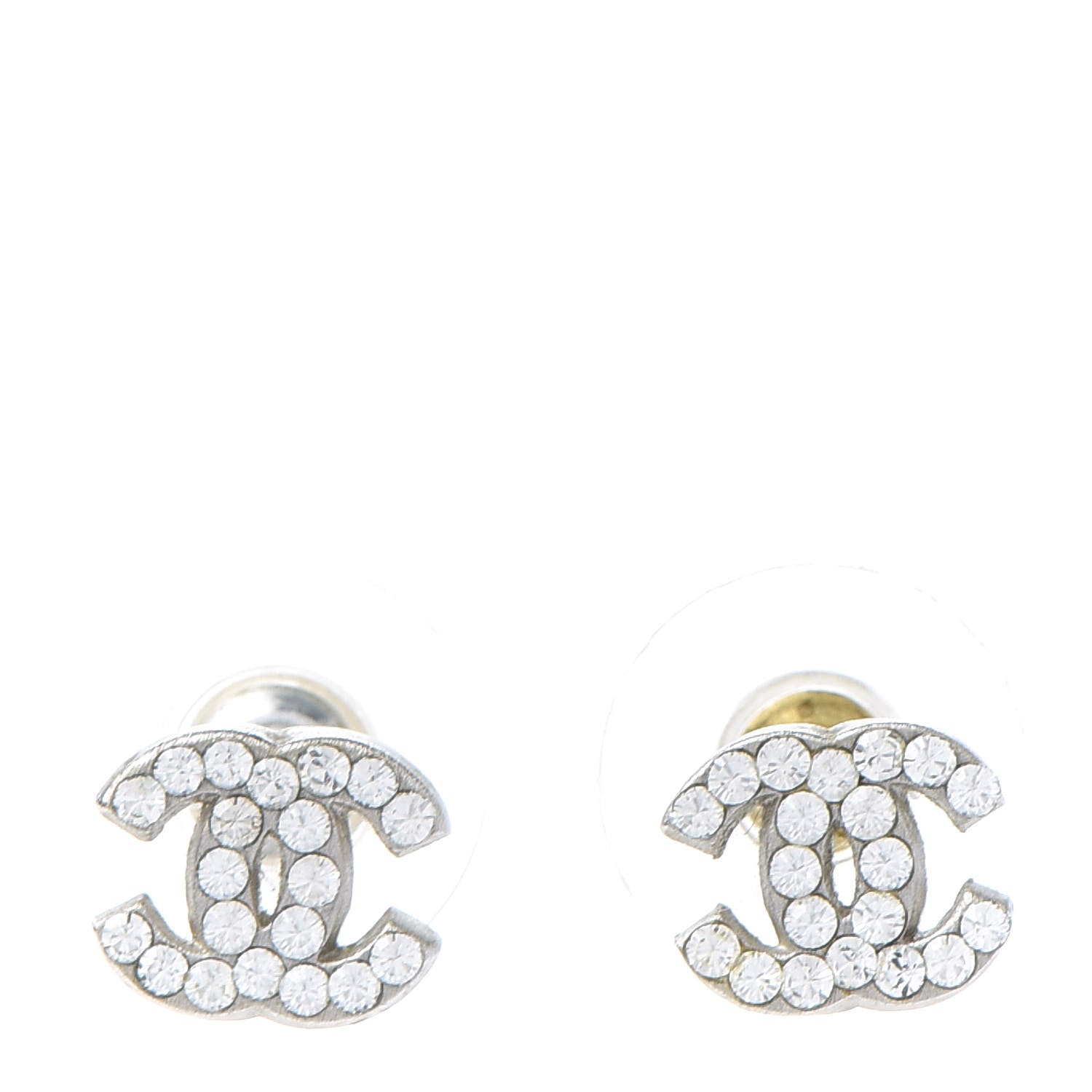 Chanel Crystal Mini Timeless CC Earrings Silver 1 of 5