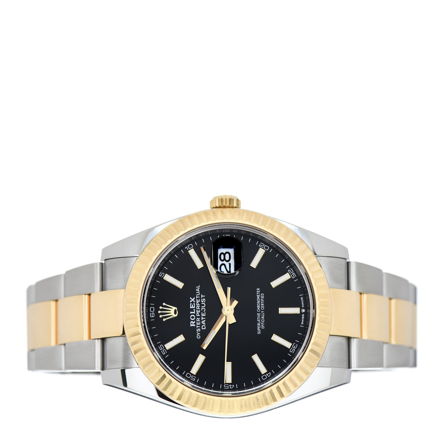 Stainless Steel 18K Yellow Gold 41mm Oyster Perpetual Datejust Watch Black 126333