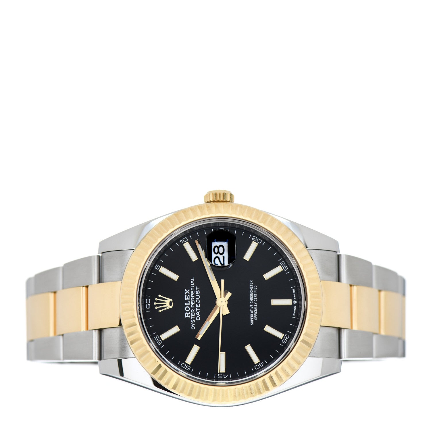 Rolex Stainless Steel 18K Yellow Gold 41mm Oyster Perpetual Datejust Watch Black 126333 2 of 5