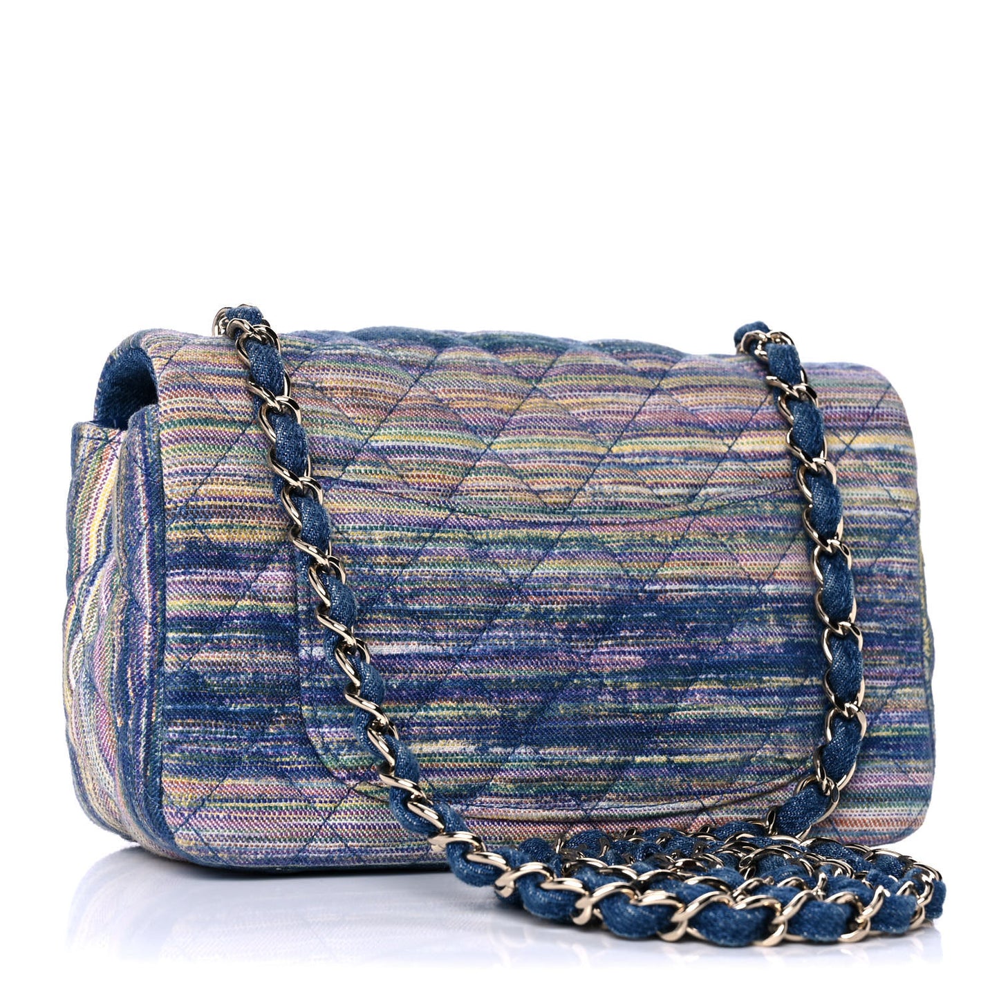 Striated Quilted Classics in Fabrics Mini Rectangular Flap Blue
