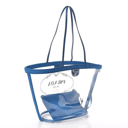 Prada Plexiglass Canapa Shopper Tote Azzurro 3 of 8