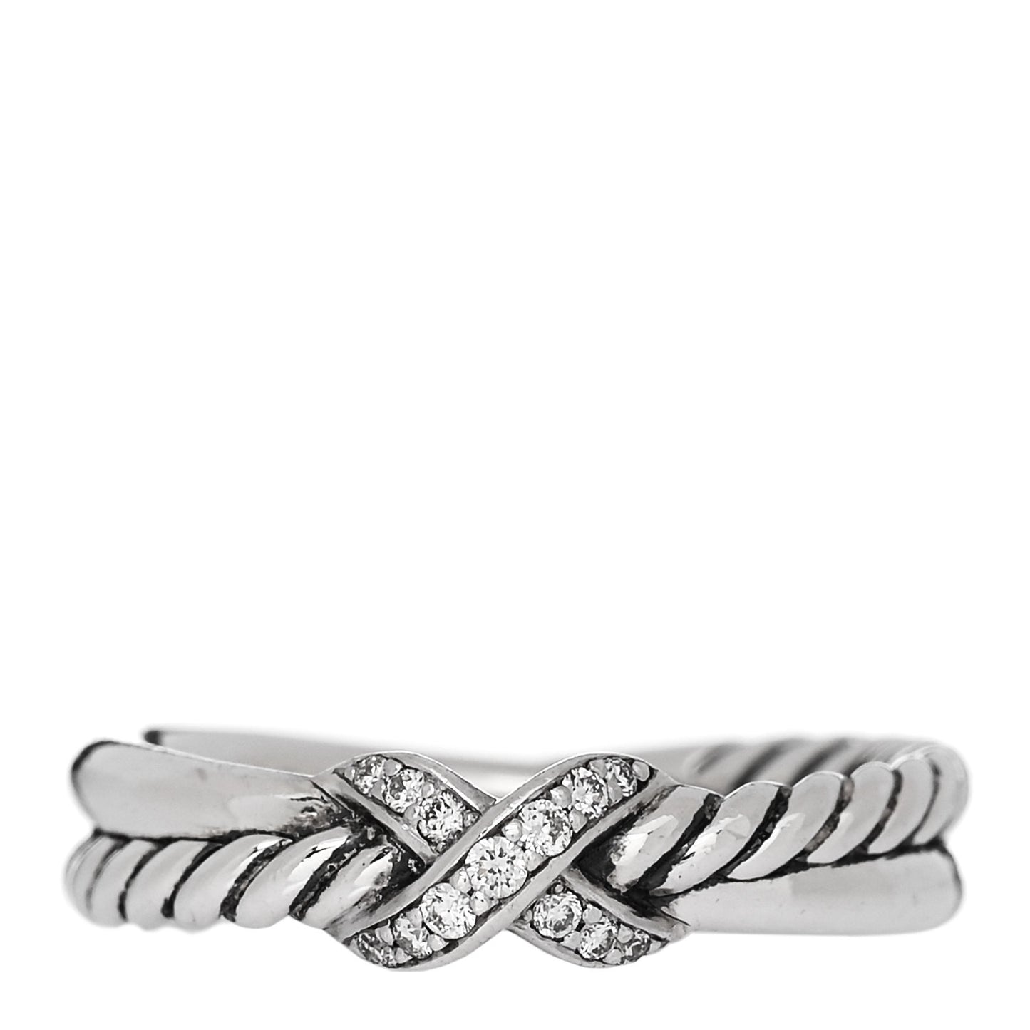 Sterling Silver Diamond Petite X Crossover Ring 50 5.5