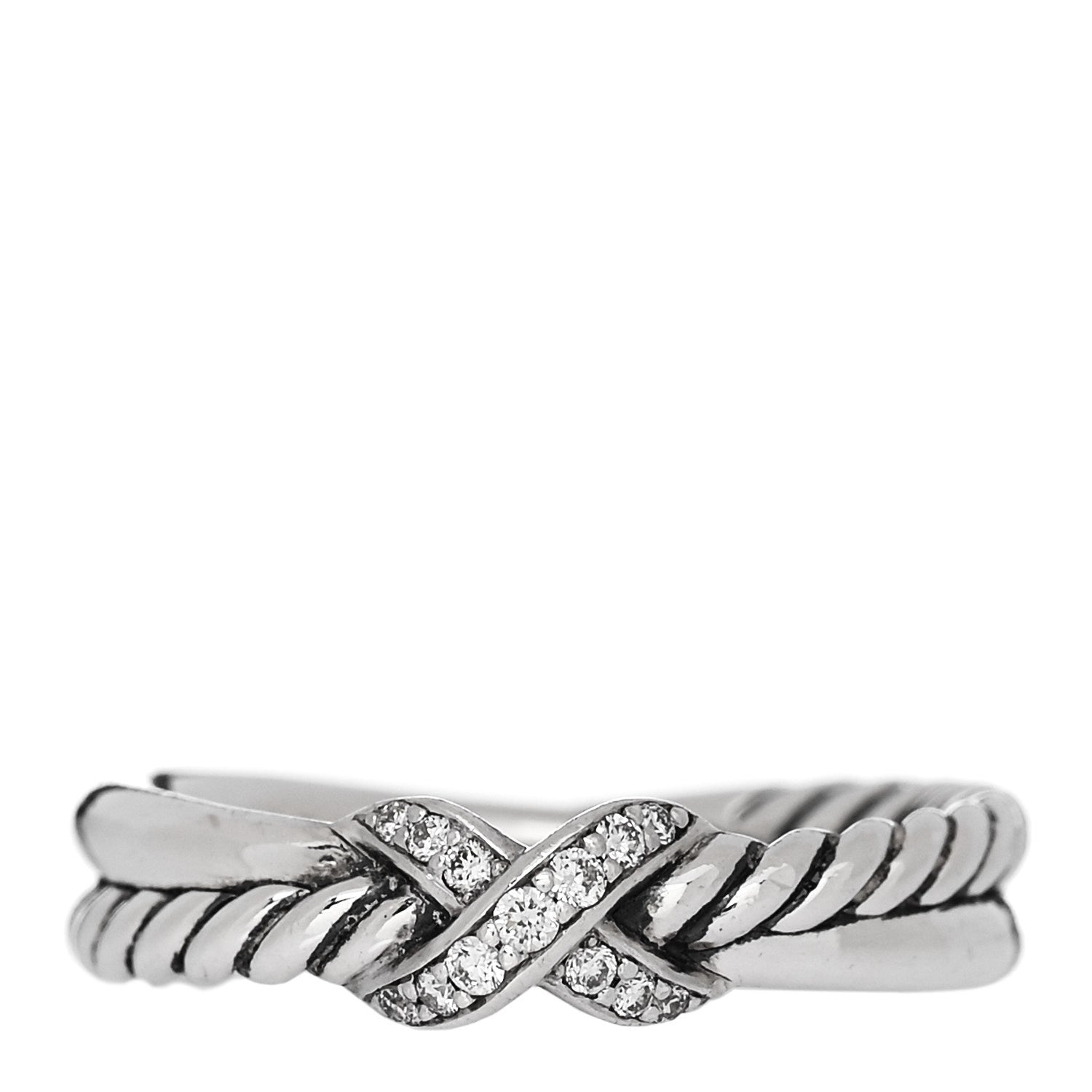 David Yurman Sterling Silver Diamond Petite X Crossover Ring 50 5.5 1 of 5