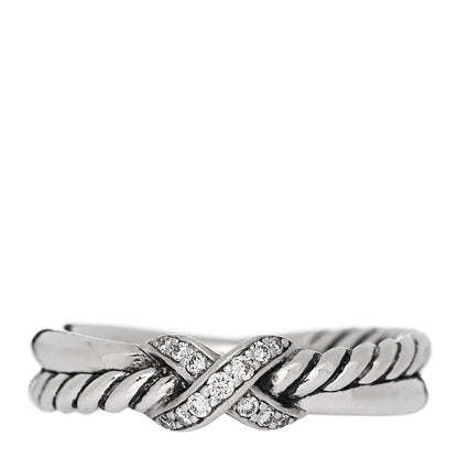 David Yurman Sterling Silver Diamond Petite X Crossover Ring 50 5.5 1 of 5