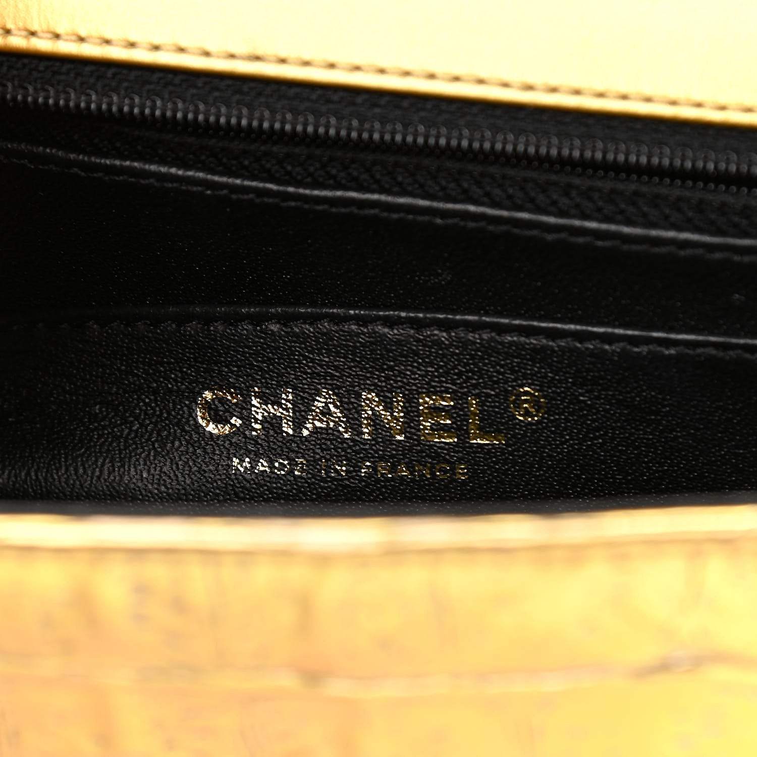 Chanel Metallic Calfskin Crocodile Embossed Cocodile Rectangular Mini Flap Gold 6 of 10