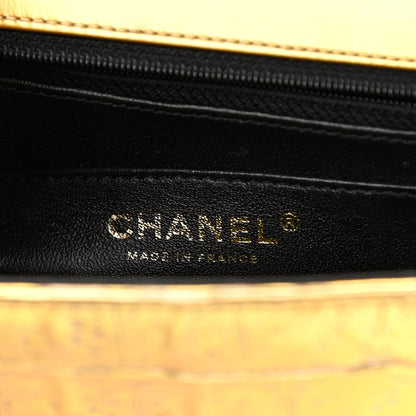 Chanel Metallic Calfskin Crocodile Embossed Cocodile Rectangular Mini Flap Gold 6 of 10