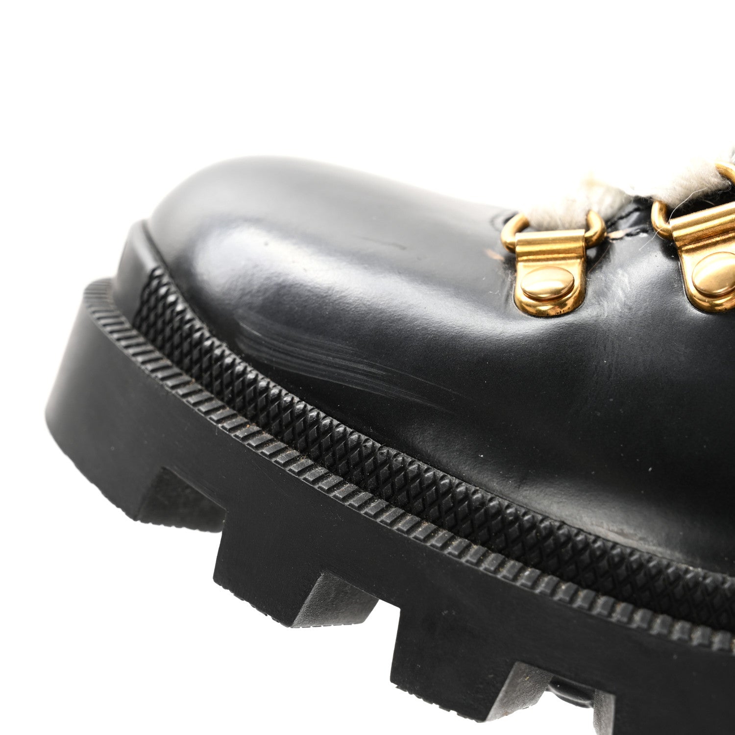 Gucci Calfskin Sylvie Web Womens Lace Up Combat Boots 37 Black 15 of 15