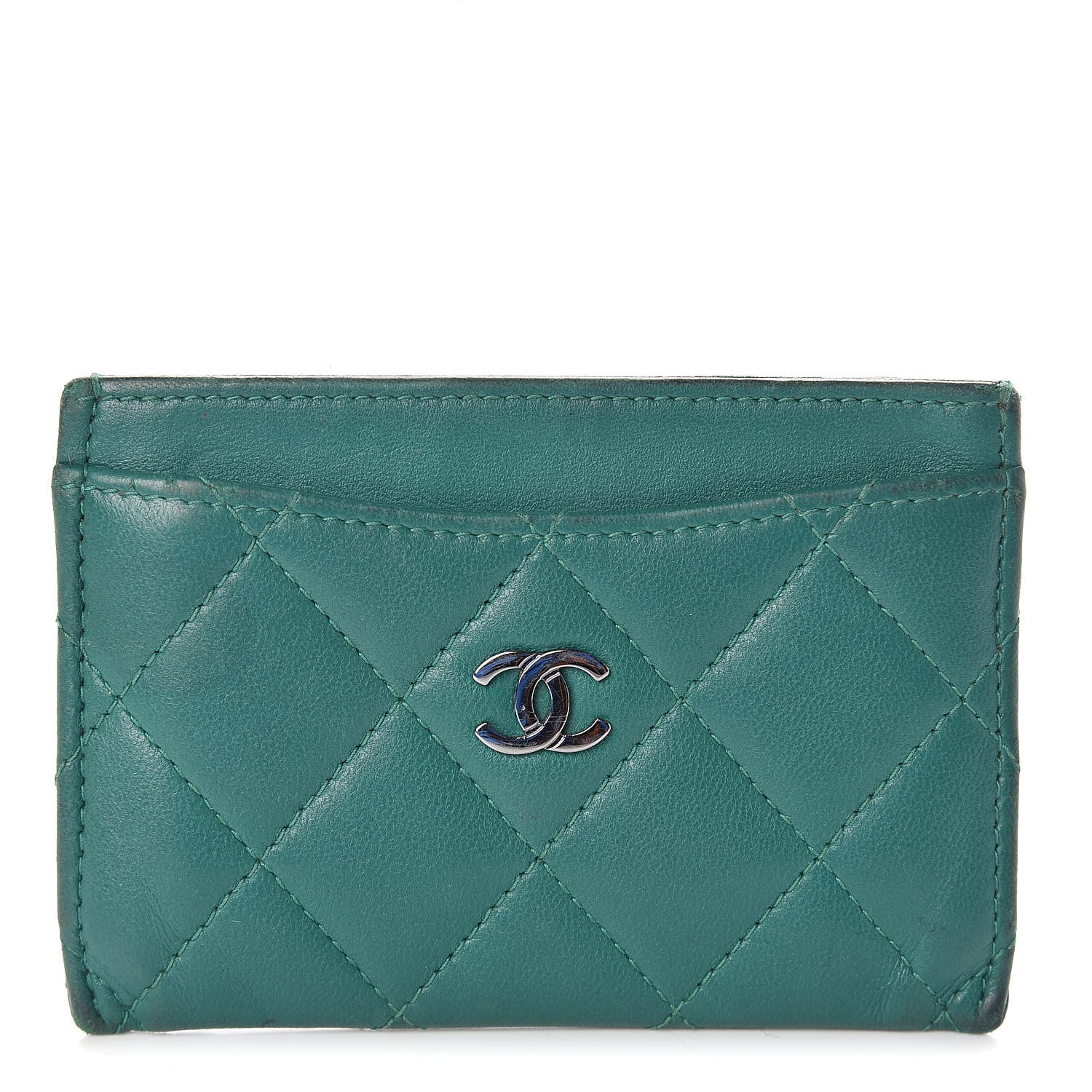 Chanel Lambskin Quilted Card Holder Green 1 of 11