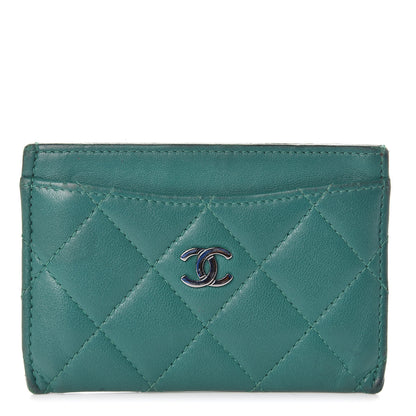 Chanel Lambskin Quilted Card Holder Green 1 of 11