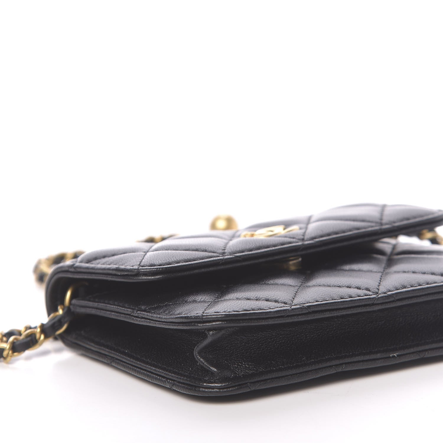 Chanel Lambskin Quilted Pearl Crush Clutch With Chain Black 9 of 13