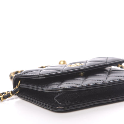 Chanel Lambskin Quilted Pearl Crush Clutch With Chain Black 9 of 13