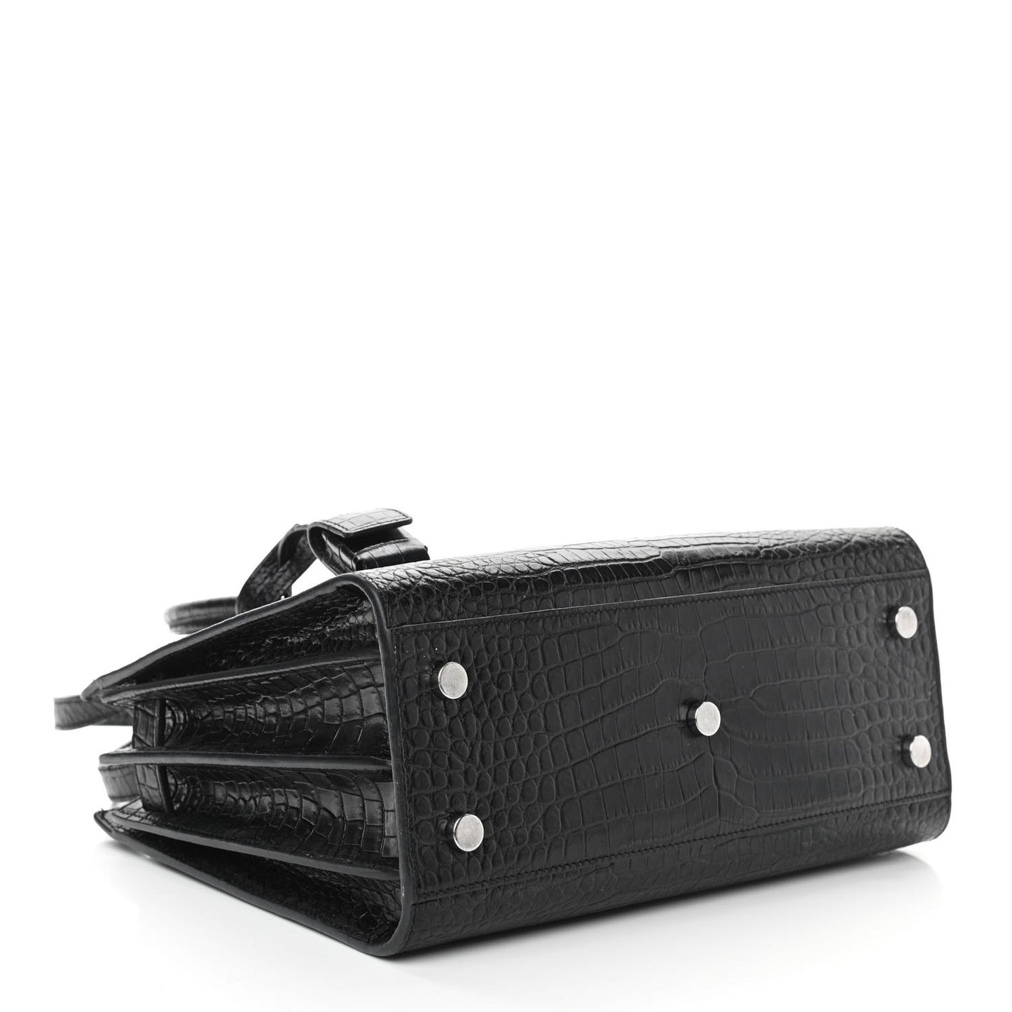 Calfskin Crocodile Embossed Baby Sac De Jour Black