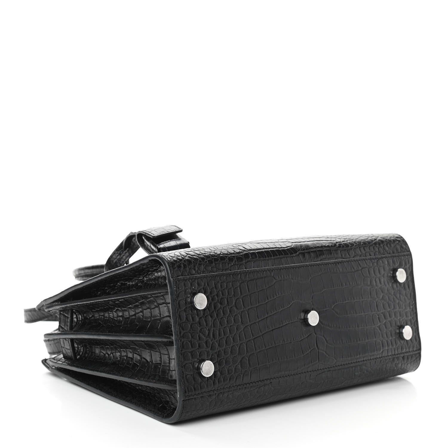 Saint Laurent Calfskin Crocodile Embossed Baby Sac De Jour Black 7 of 28