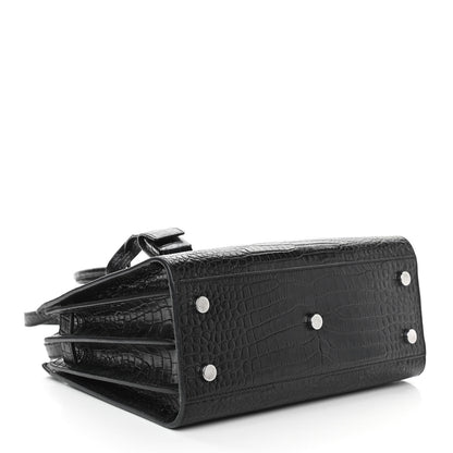 Saint Laurent Calfskin Crocodile Embossed Baby Sac De Jour Black 7 of 28
