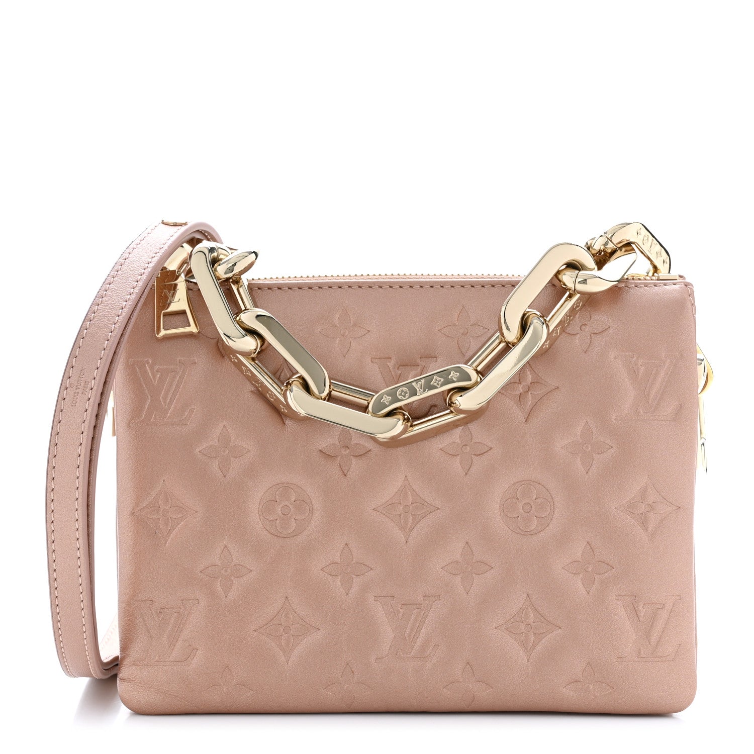 Louis Vuitton Metallic Lambskin Embossed Monogram Coussin BB Pink Gold 1 of 11