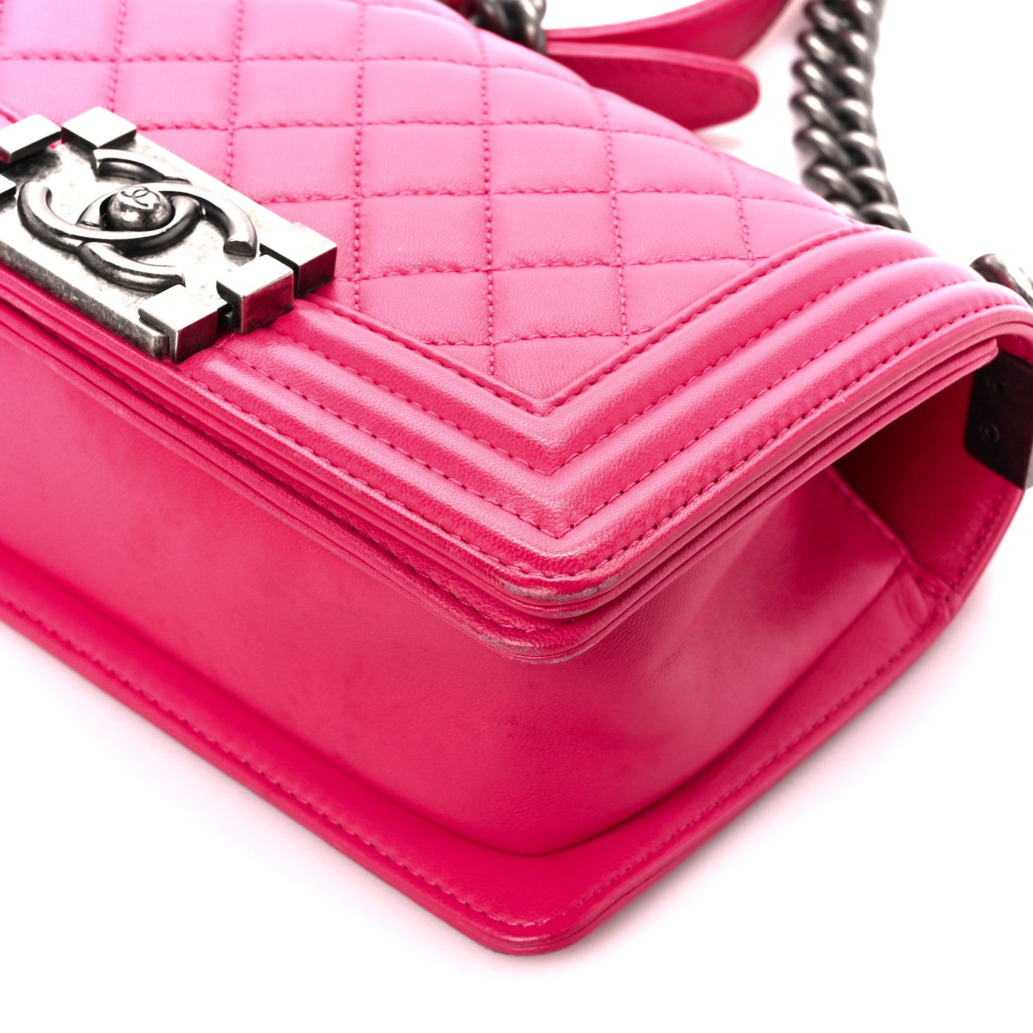 Chanel Lambskin Quilted Small Boy Flap Dark Pink 10 of 10