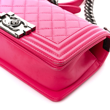 Chanel Lambskin Quilted Small Boy Flap Dark Pink 10 of 10