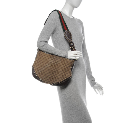 Gucci Monogram Web Studded Pelham Shoulder Bag Dark Brown 2 of 11