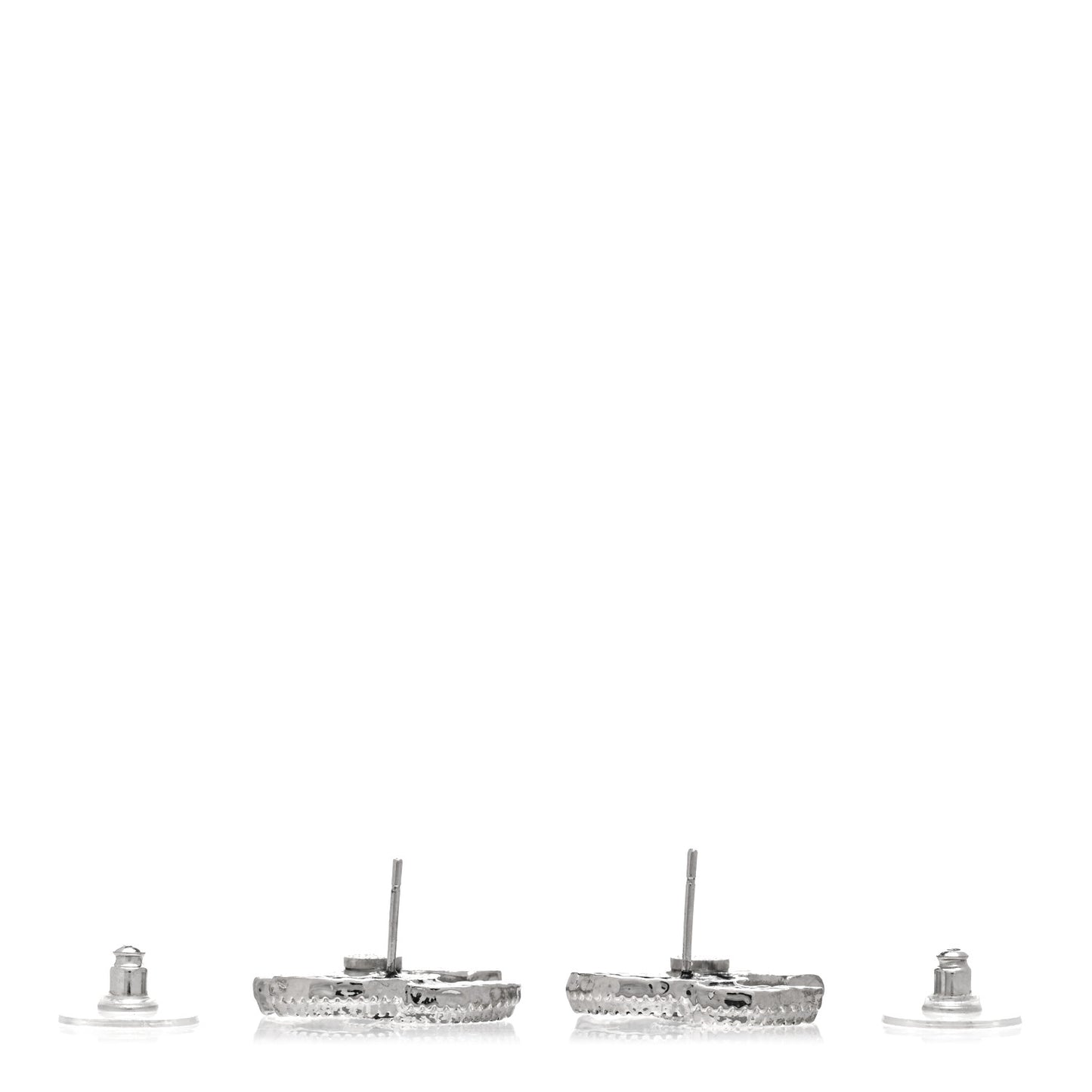 Enamel CC Earrings Silver Black