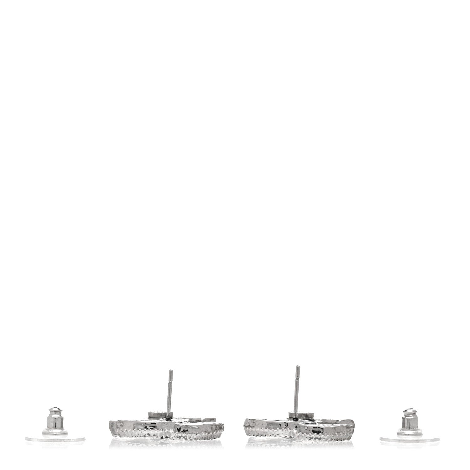 Chanel Enamel CC Earrings Silver Black 3 of 5