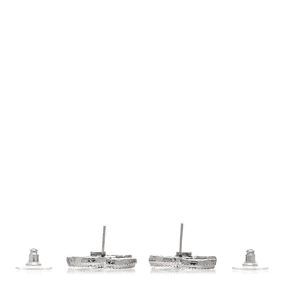 Chanel Enamel CC Earrings Silver Black 3 of 5