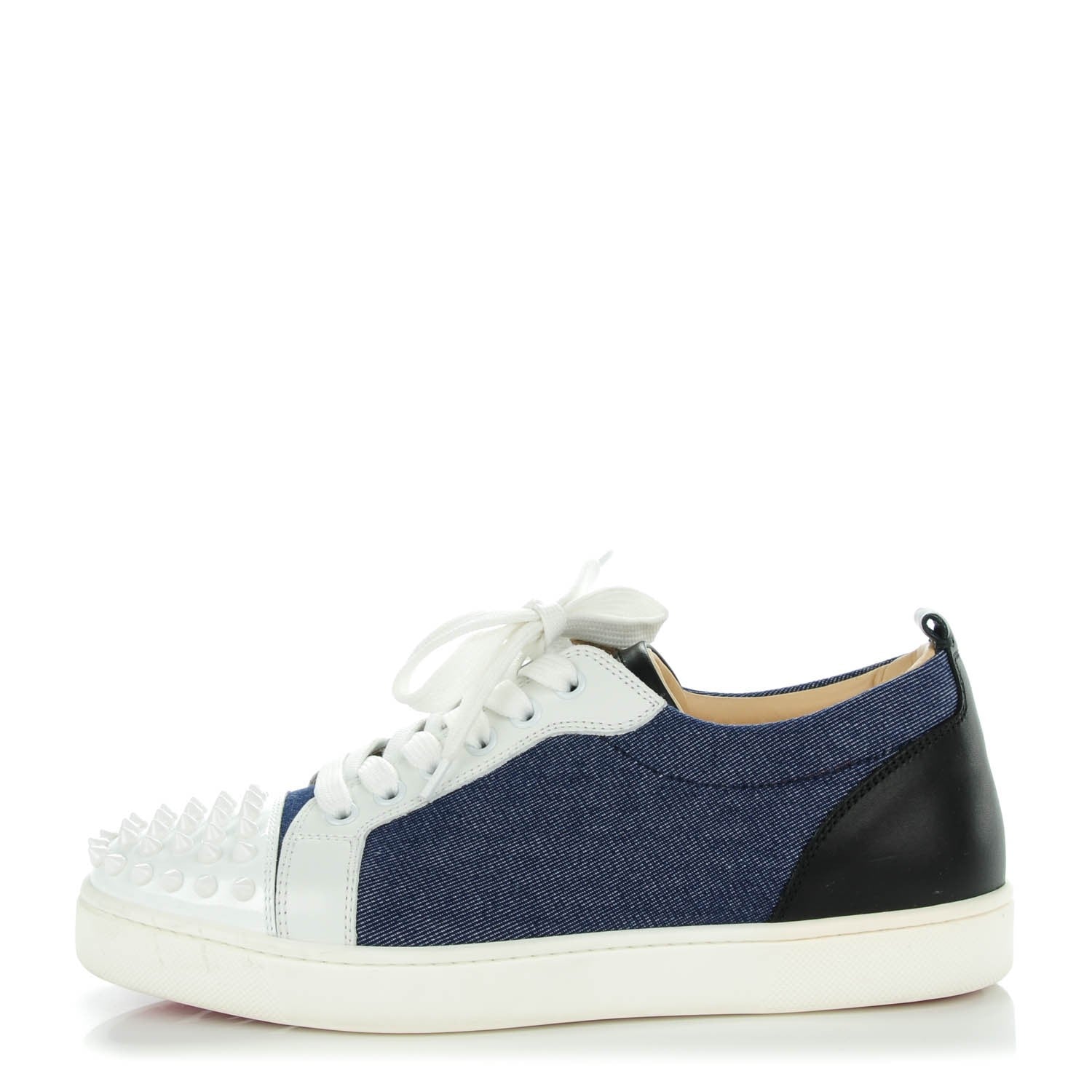 Christian Louboutin Denim Calfskin Louis Spikes Flat Sneakers 39.5 Blue 1 of 8