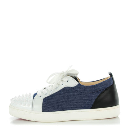 Christian Louboutin Denim Calfskin Louis Spikes Flat Sneakers 39.5 Blue 1 of 8