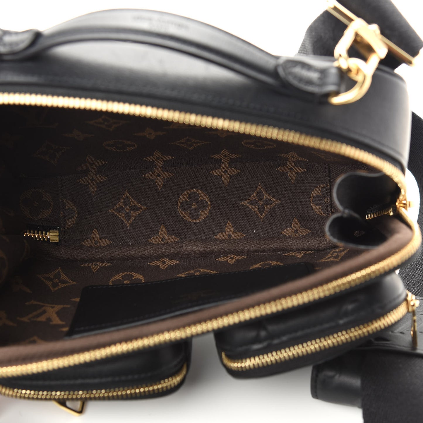 Calfskin Monogram Embossed Utility Crossbody Black