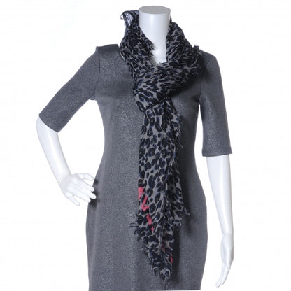 Louis Vuitton Cashmere Silk Leopard Stole Blue 4 of 6