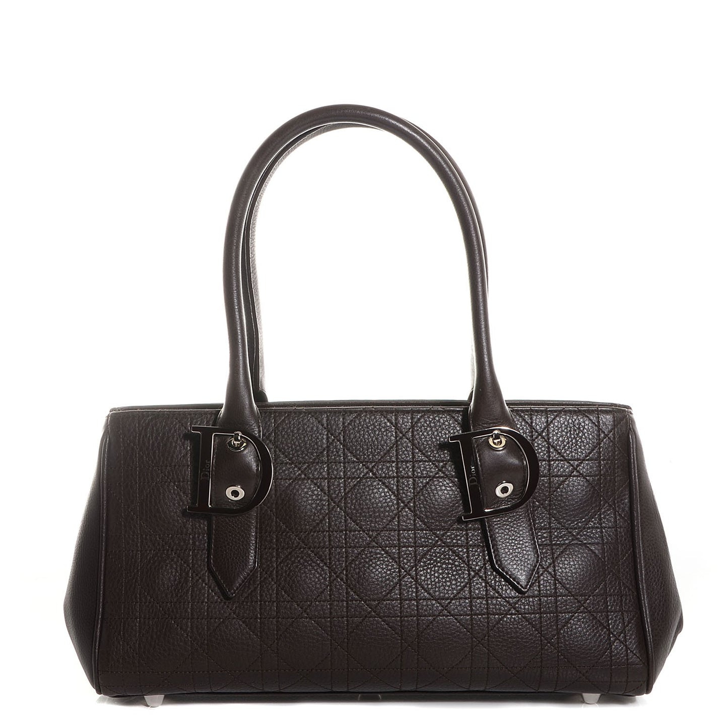 Leather Cannage Stitched Small Tote Brown