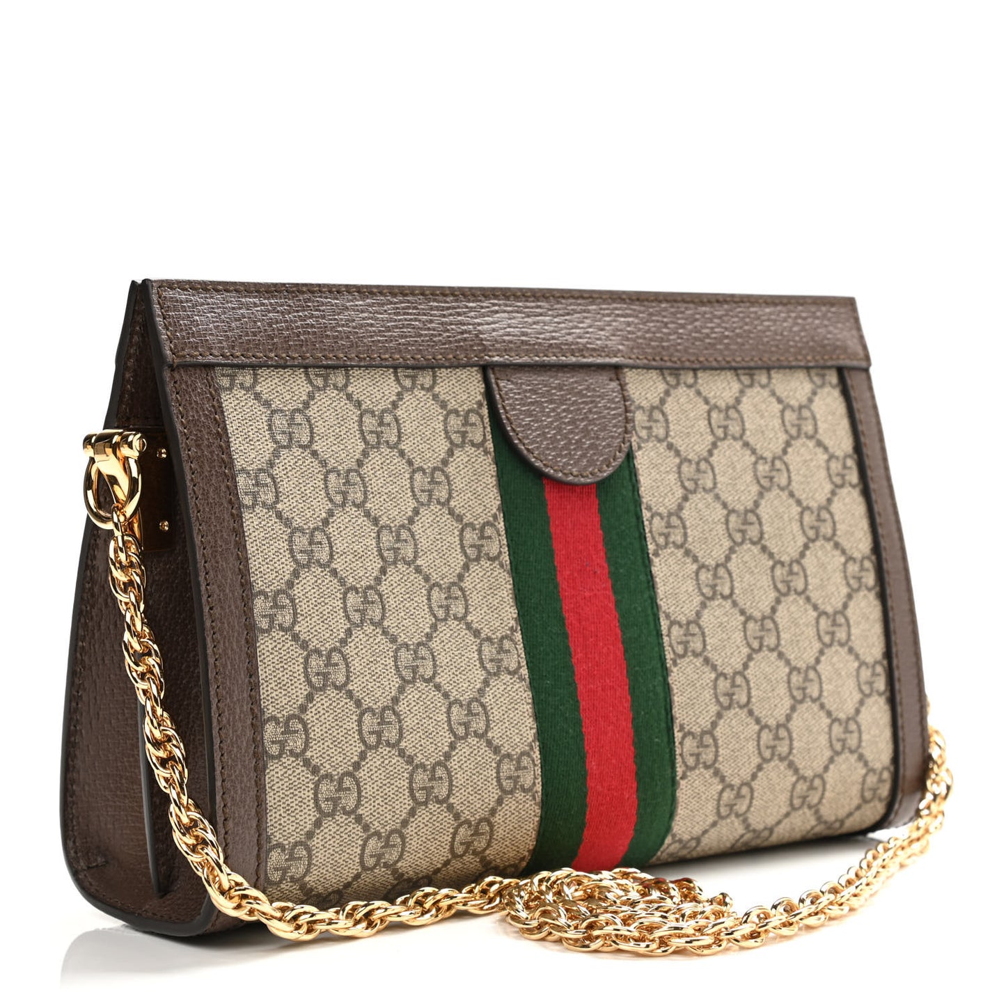 GG Supreme Monogram Web Small Ophidia Chain Shoulder Bag Brown