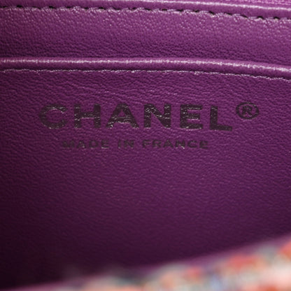 Chanel Tweed Quilted Mini Rectangular Flap Blue Pink Orange 6 of 10