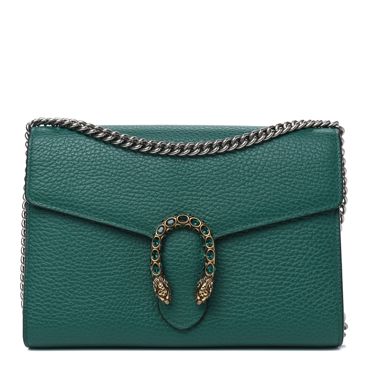 Gucci Calfskin Mini Dionysus Chain Wallet Emerald 1 of 4