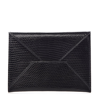Hermes Lizard Niloticus Envelope Pouch Black 1 of 6