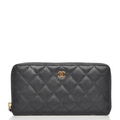 Chanel Caviar Quilted Large Gusset Zip Around Wallet Black 1 of 9