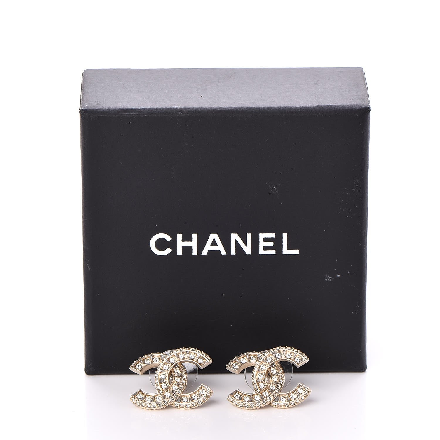 Chanel Crystal CC Earrings Gold 5 of 5