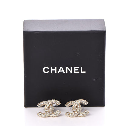 Chanel Crystal CC Earrings Gold 5 of 5