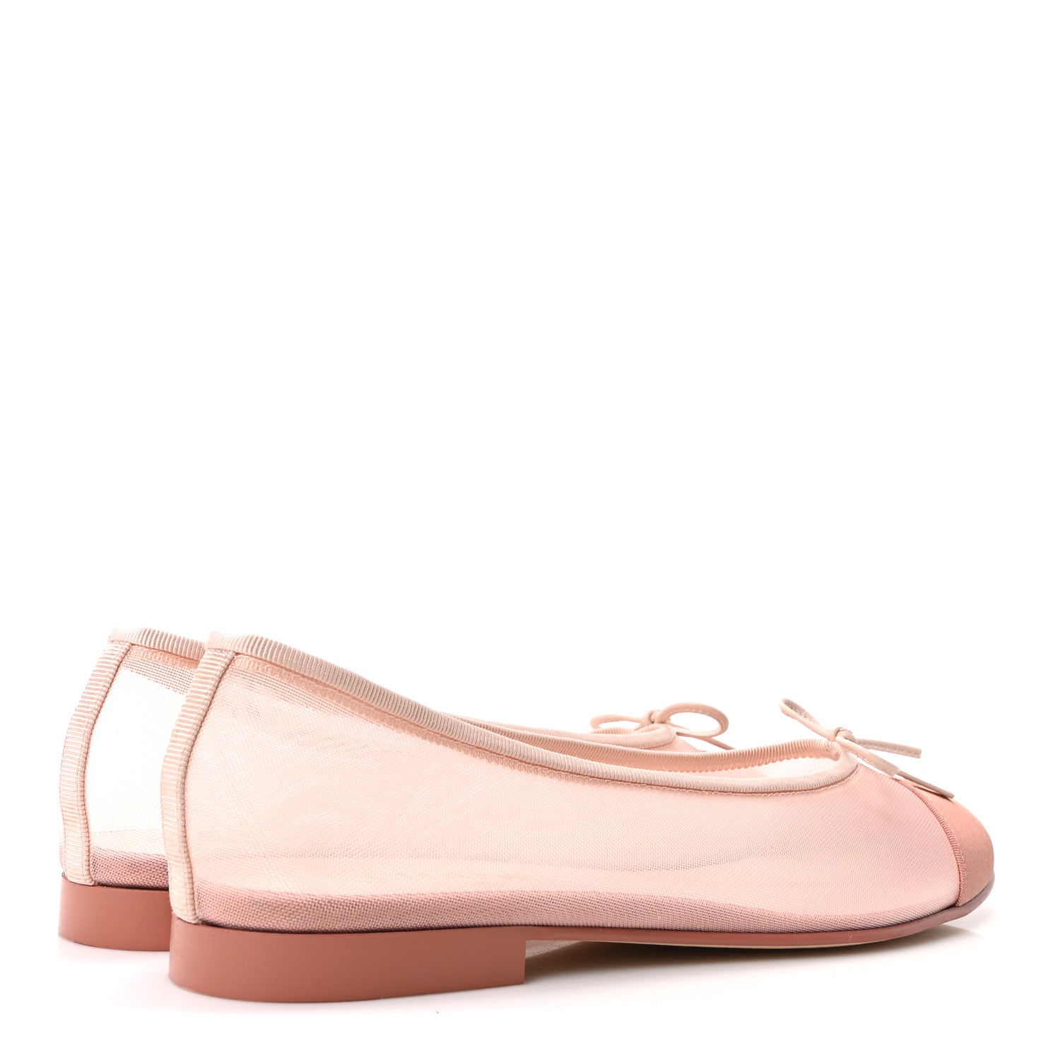 Chanel Mesh Grosgrain CC Cap Toe Ballerina Flats 41 Light Pink Dark Pink 5 of 9
