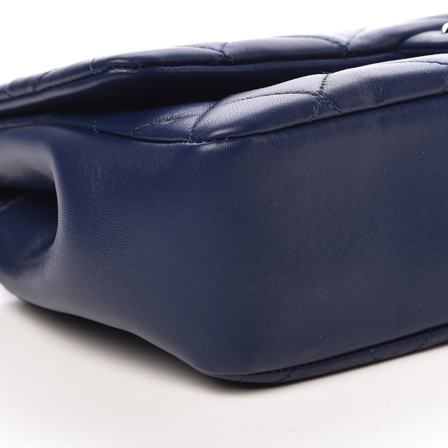 Lambskin Quilted Resin Bi-Color Chain Flap Bag Navy
