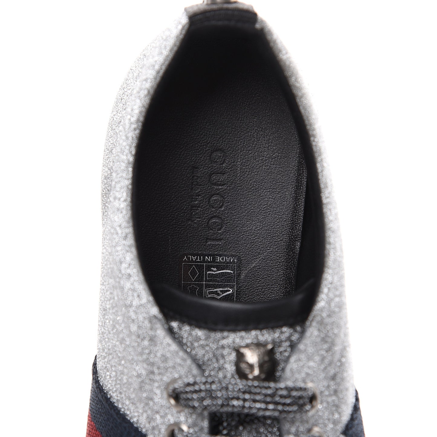 Glitter Fabric Studded Web Sneakers 38 Silver
