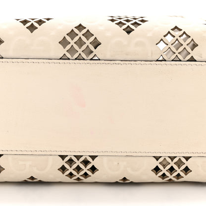 Gucci Calfskin GG Monogram Diamond Cut Small Ophidia Tote Bag Off White 16 of 20