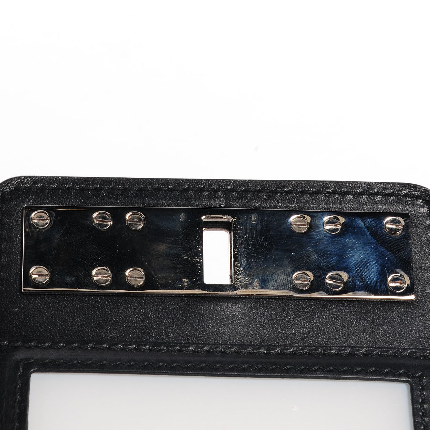 Calfskin Embossed Crosshatch PS11 Chain Wallet Black