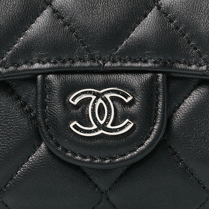 Chanel Lambskin Quilted Glitter CC Flap Card Holder Wallet Black 8 of 12