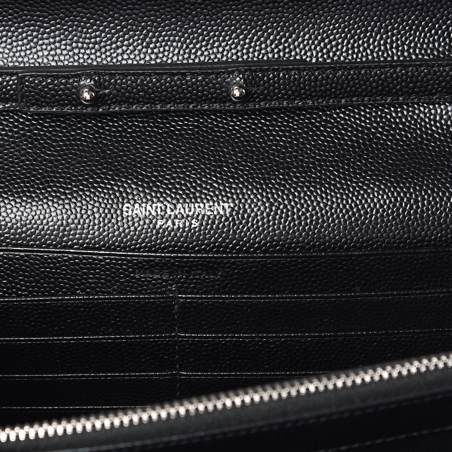 Saint Laurent Grain De Poudre Matelasse Chevron Monogram Chain Wallet Black 6 of 9
