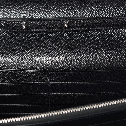 Saint Laurent Grain De Poudre Matelasse Chevron Monogram Chain Wallet Black 6 of 9