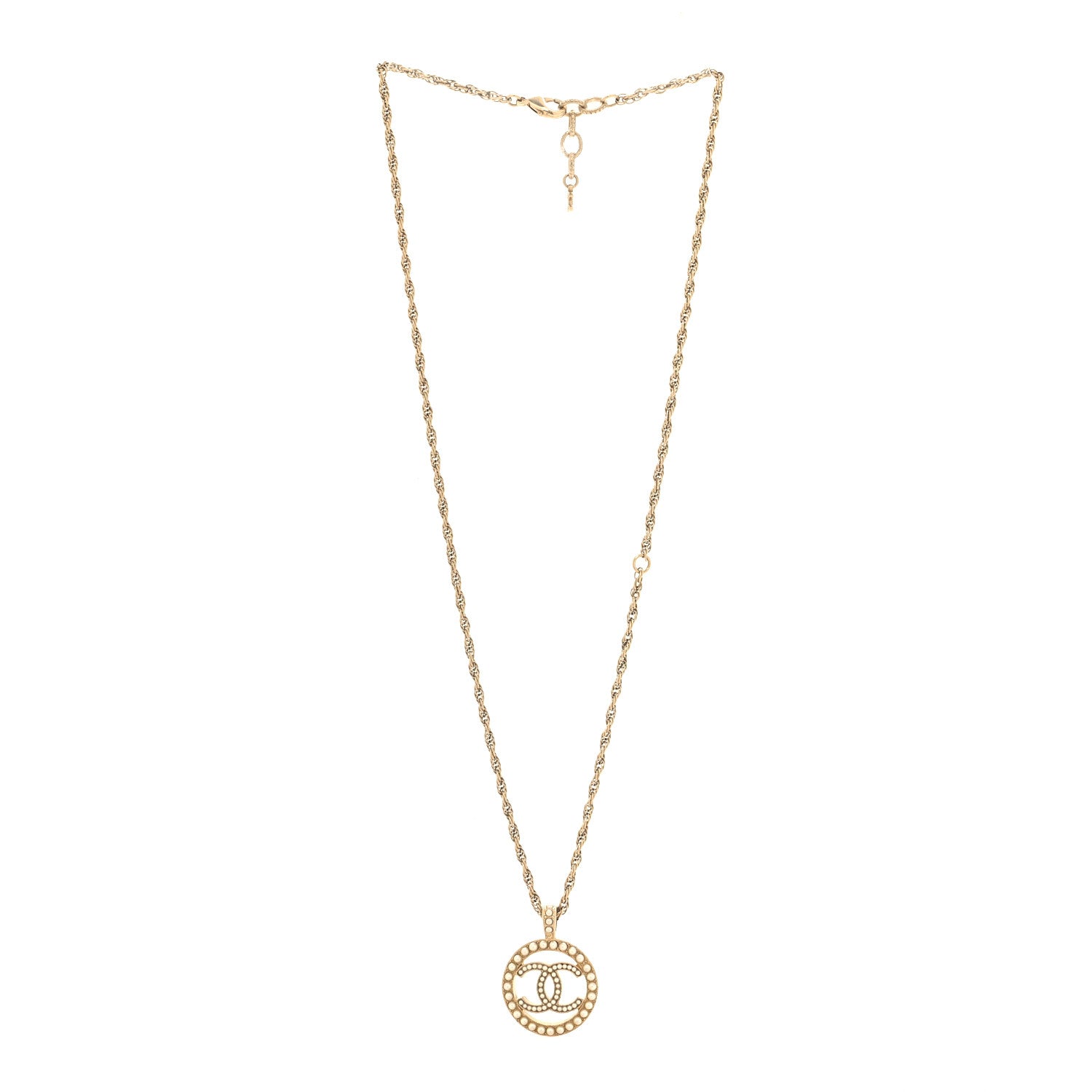 Chanel Pearl CC Round Pendant Necklace Gold 3 of 5