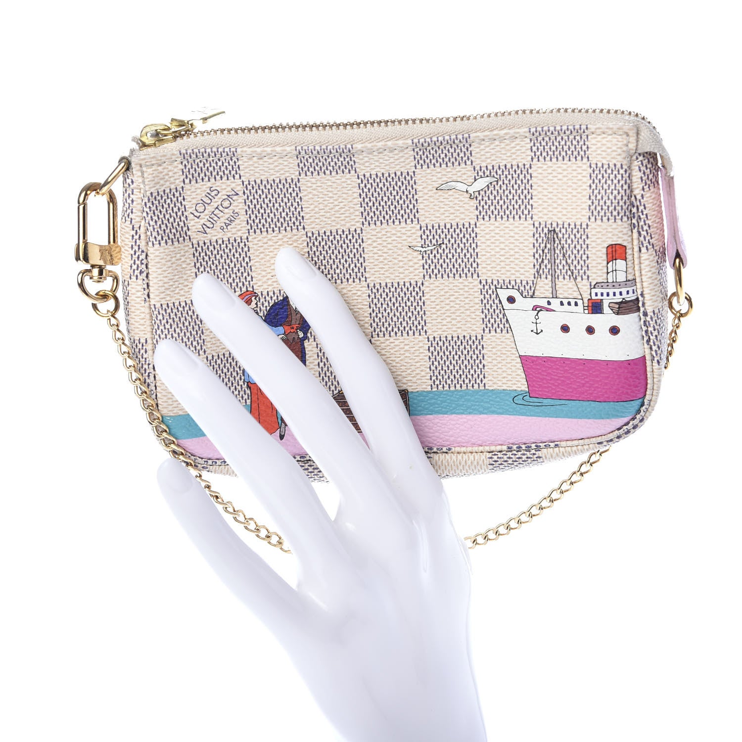 Louis Vuitton Damier Azur 2016 Christmas Animation Mini Pochette Accessories 2 of 7