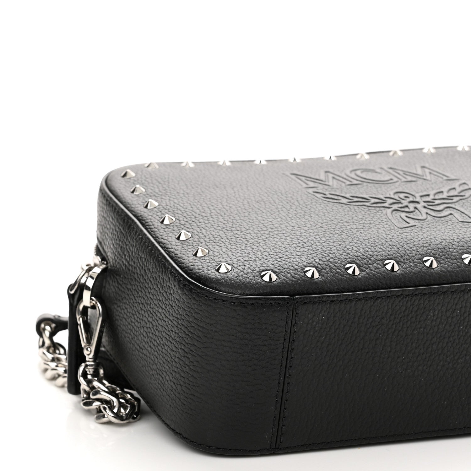 MCM Calfskin Chanswell Studded Camera Bag Black 8 of 10