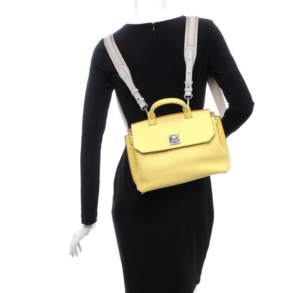 MCM Pebbled Calfskin Medium Milla Backpack Custard Yellow 2 of 22