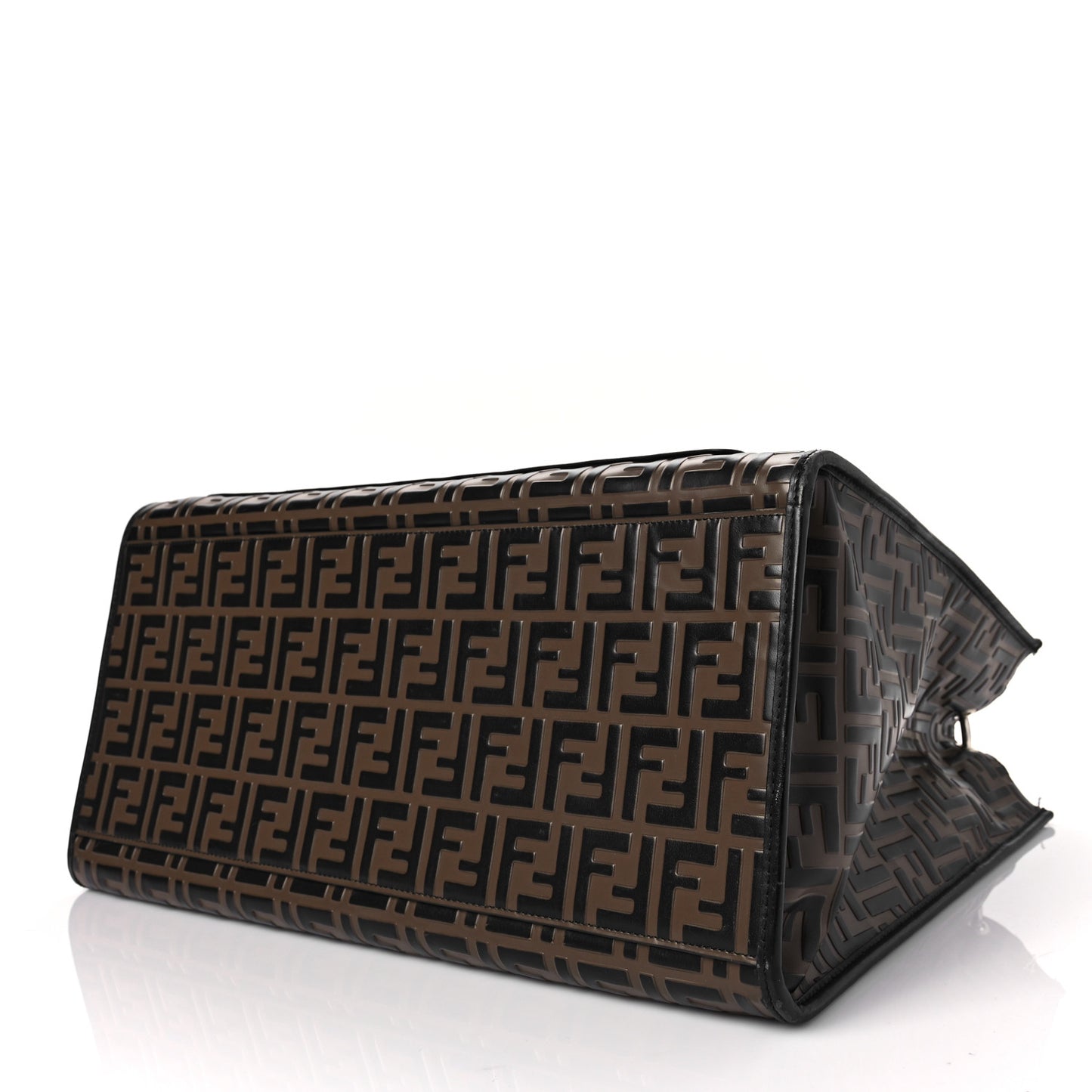 Vitello Century Wicker Bi-Color FF 1974 Embossed Large Runaway Shopper Tote Maya Black